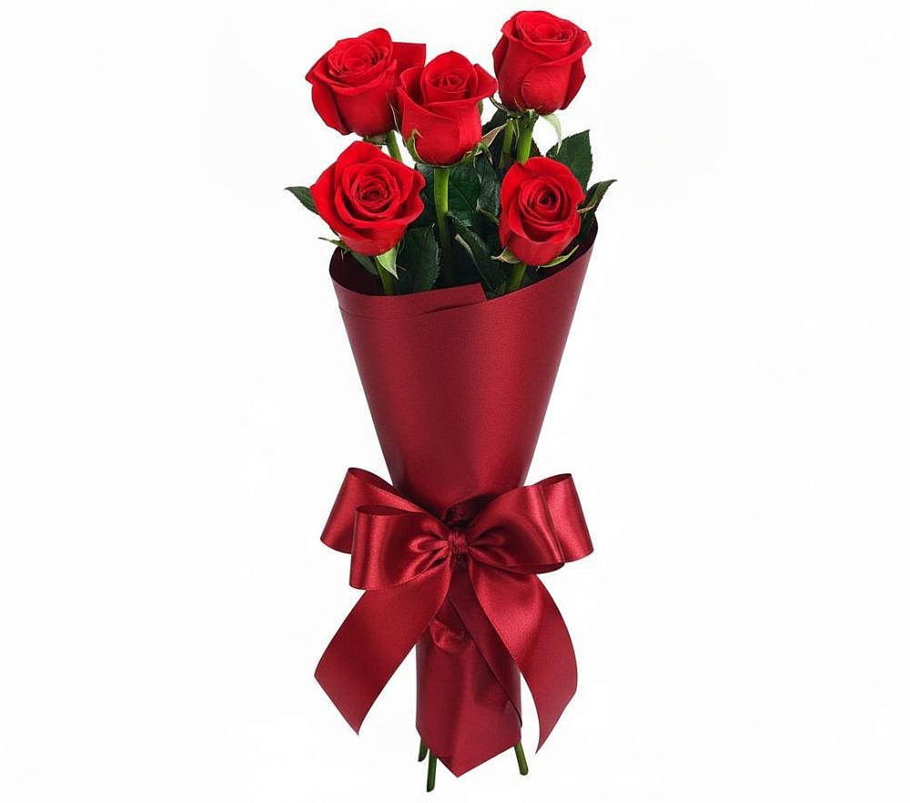 Букет 5 Красных роз Эдлесс Лав в Репьевке
