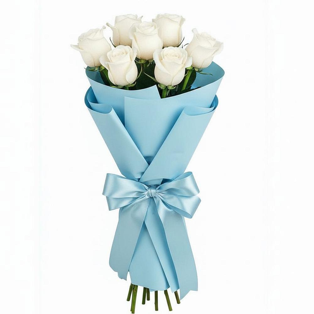 Букет 7 белых роз Проуд в Репьевке