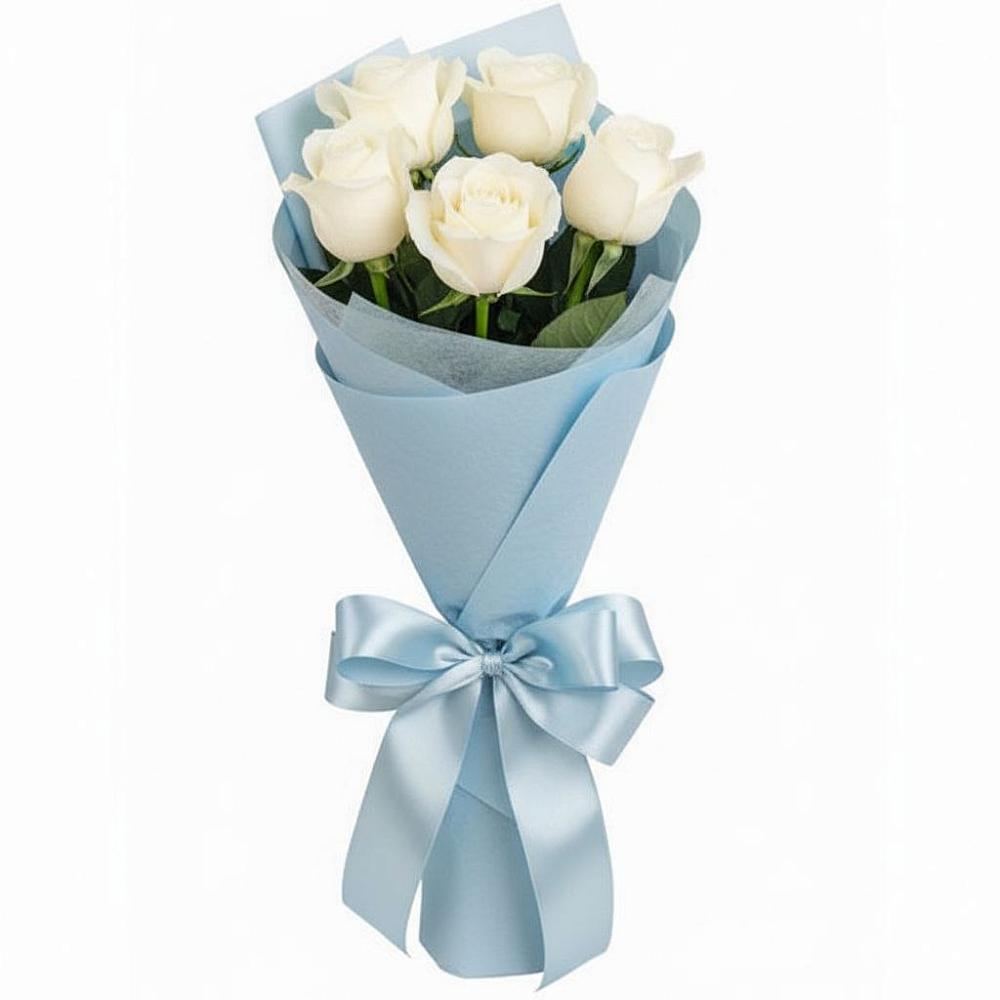 Букет 5 Белых роз Проуд в Репьевке