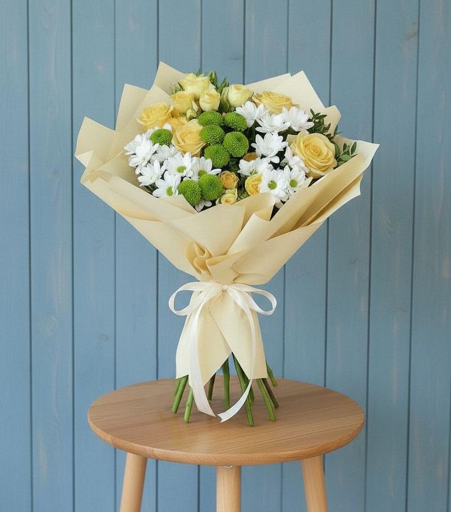 Букет цветов из: Хризантемы и Розы в Репьевке