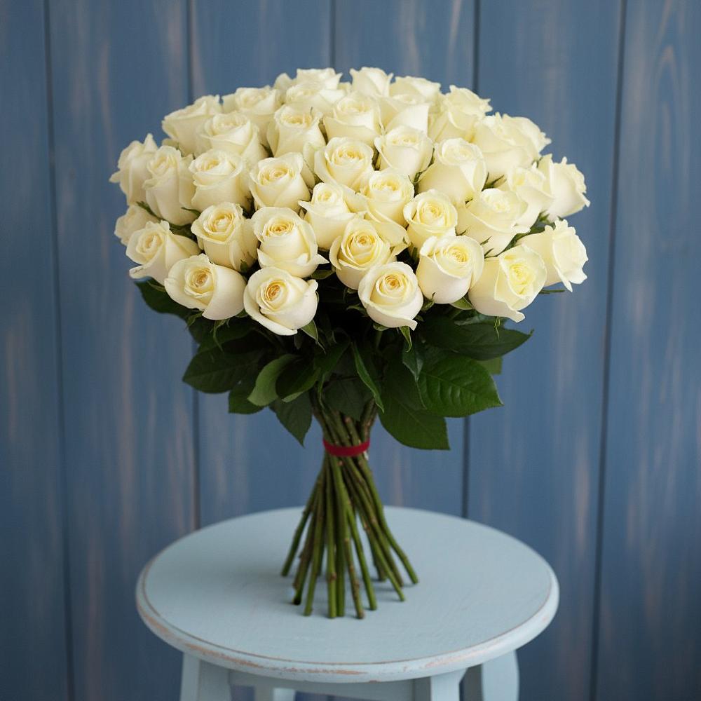 Букет 51 Белая роза Эдлесс Лав в Репьевке