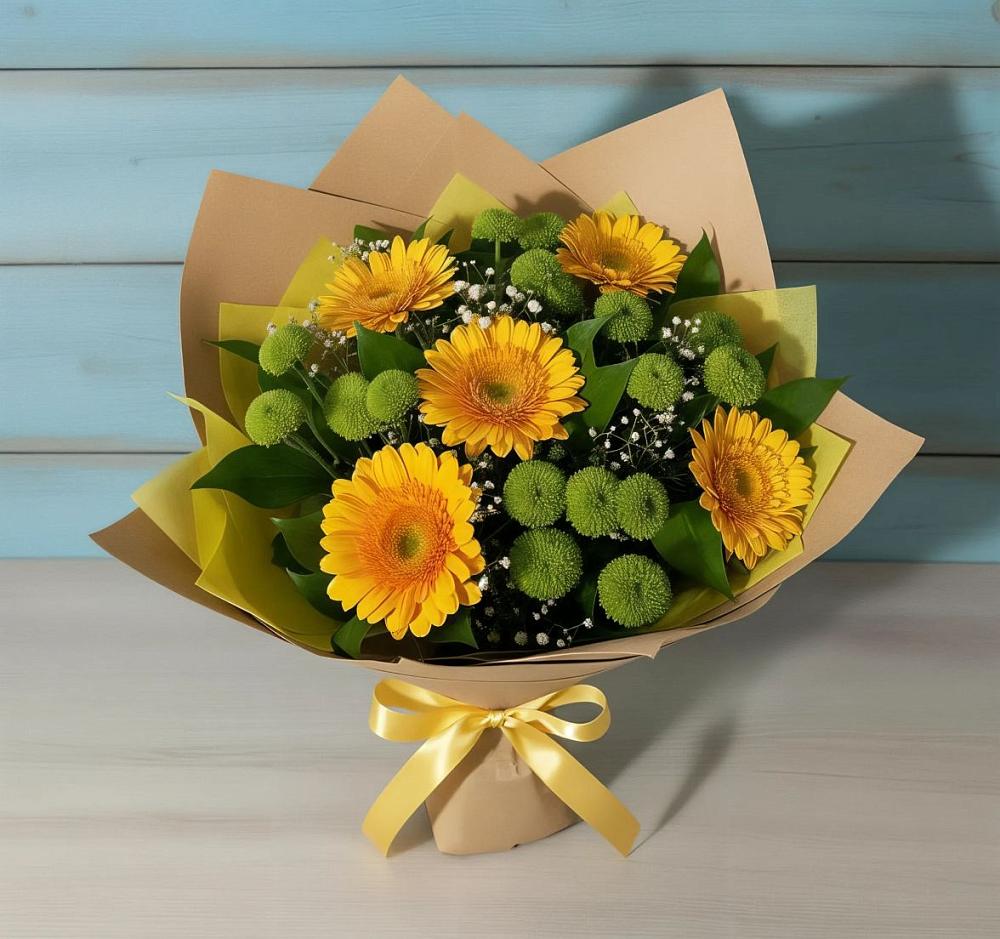 Букет цветов из: Герберы и Хризантемы в Репьевке