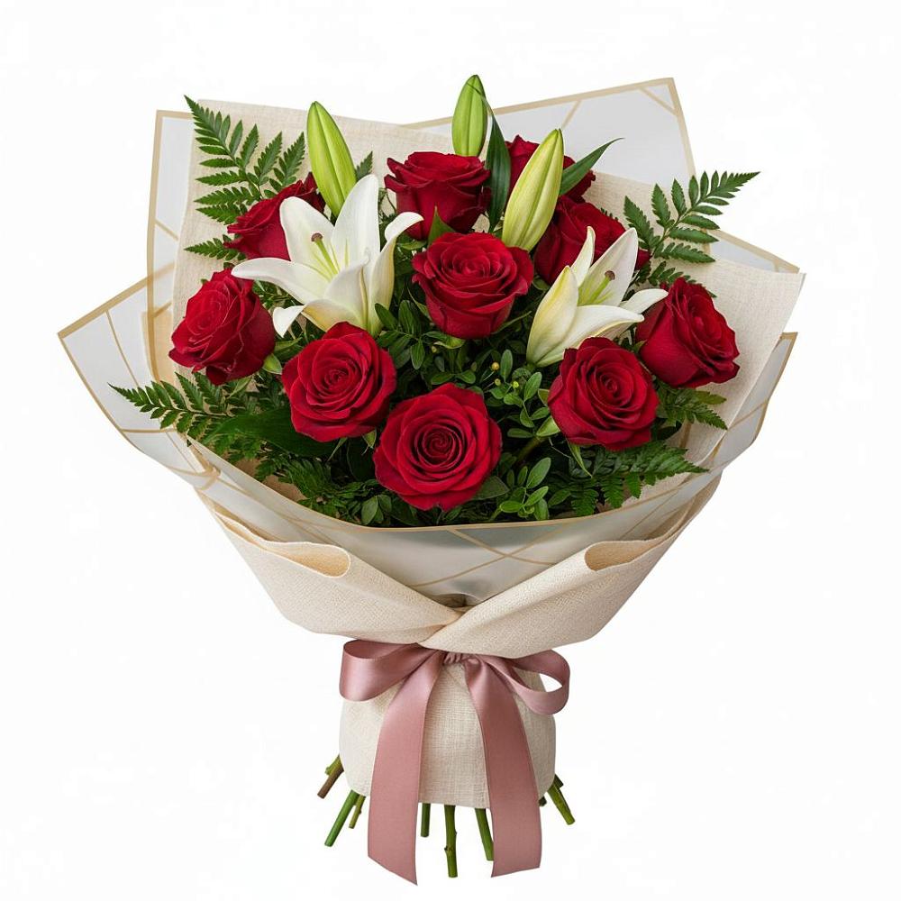 Букет цветов из: Лилии и Розы в Репьевке