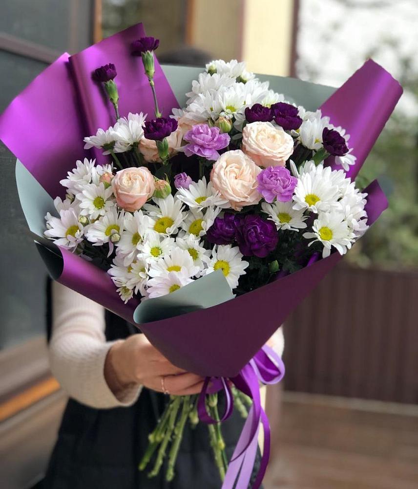 Букет цветов из: Хризантемы, Гвоздики и Розы в Репьевке