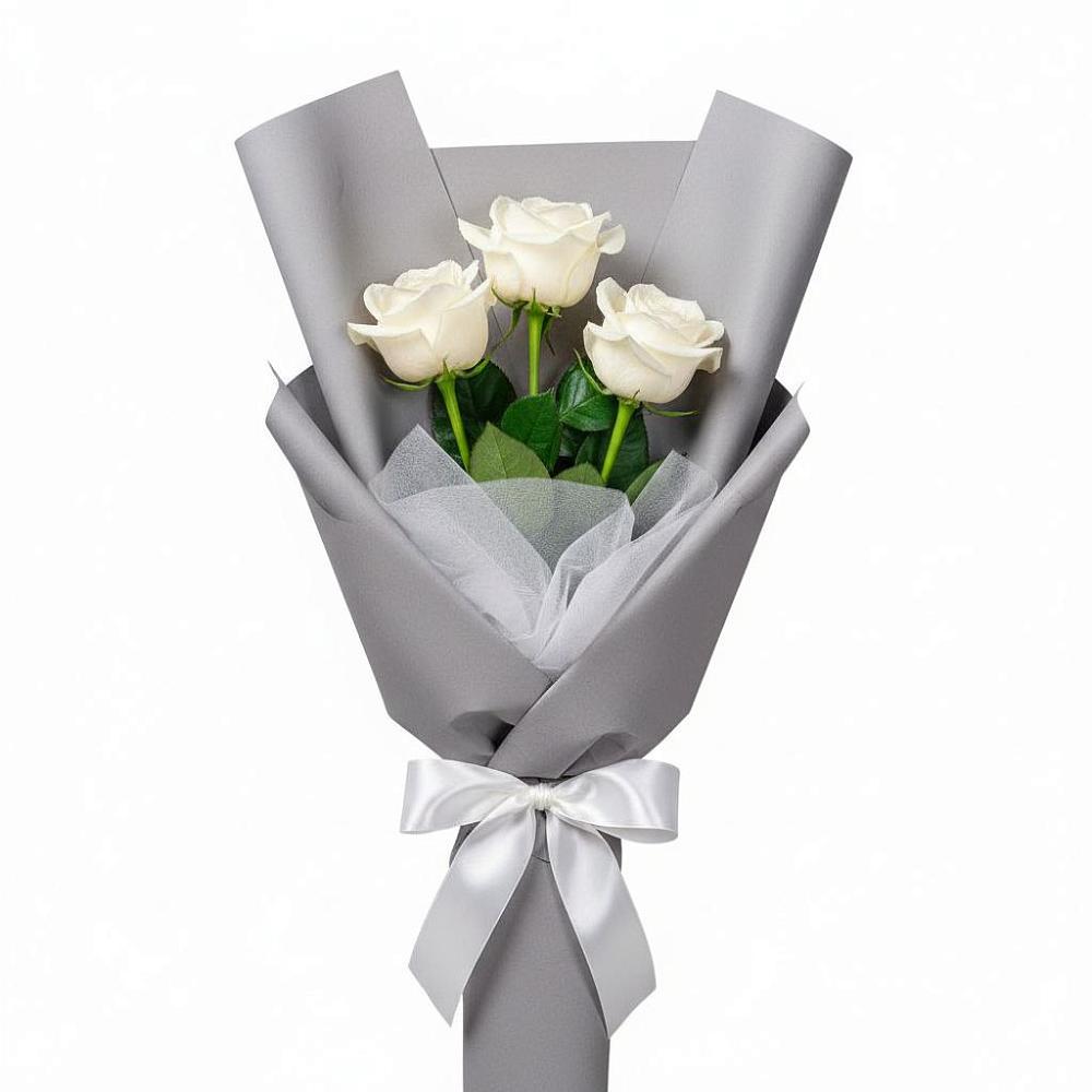 Букет 3 белые розы в Репьевке