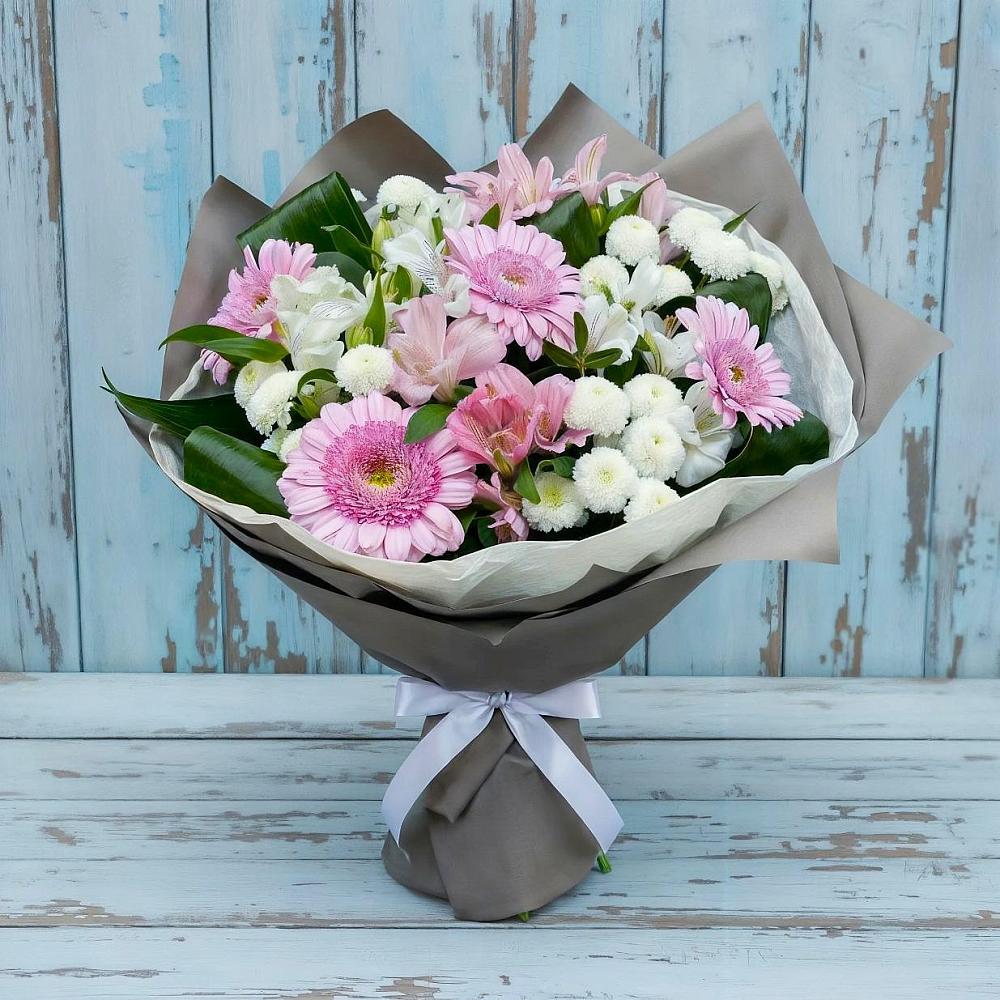 Букет цветов из: Герберы, Альстромерии и Хризантемы в Репьевке
