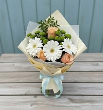 Букет цветов из:  Герберы, Розы и Хризантемы #REPLACE_PRED# Репьевке