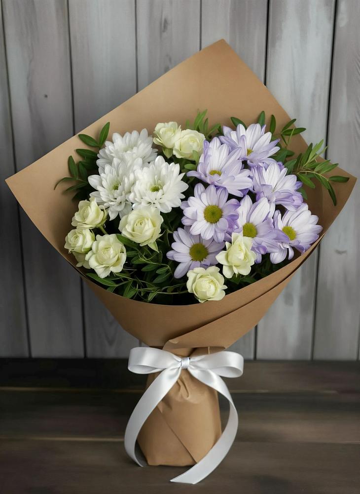 Букет цветов из: Хризантемы и Розы в Репьевке